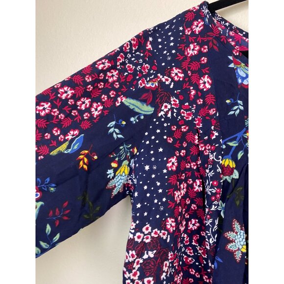 Cafe Marrakesh Floral Boho Peasant Top Blouse Womens Plus Size 3X Blue Pink - Picture 12 of 16